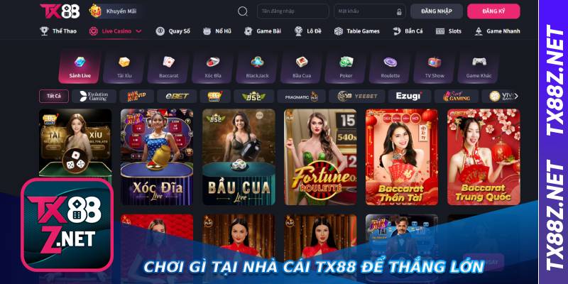 Chơi gì tại nhà cái TX88 để thắng lớn