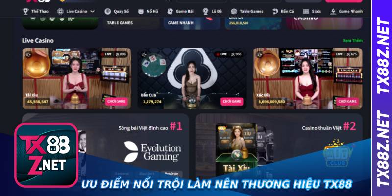 Ưu điểm nổi trội làm nên thương hiệu TX88